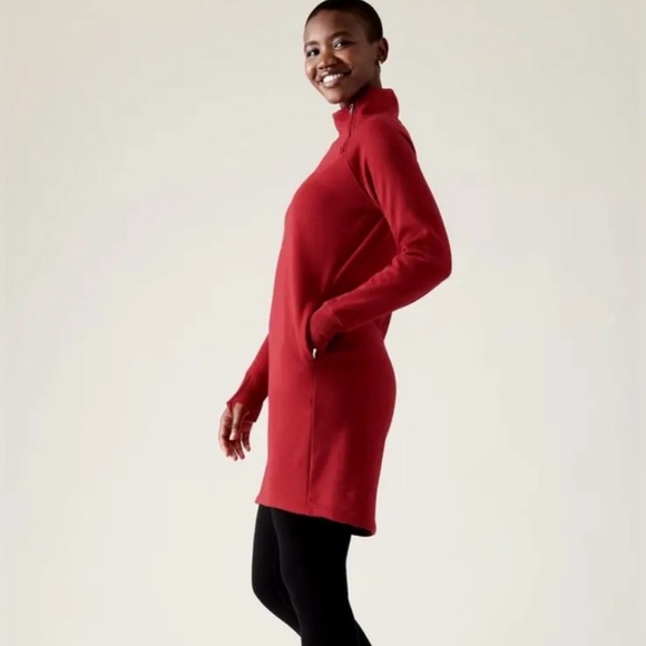 Athleta Cozy Karma Sweatshirt Dress - Red - Size Medium - Picture 2 of 16